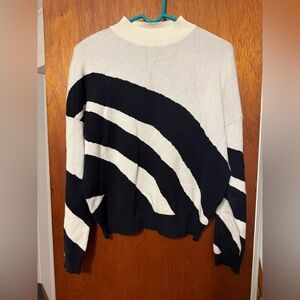 Carol Rose Black and Cream Striped Sweater